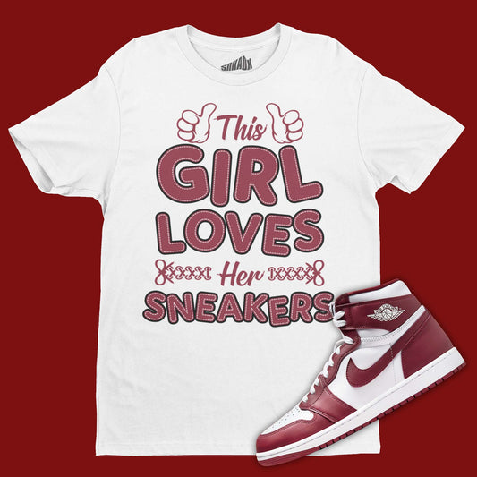 This Girl Loves Her Sneakers T-Shirt Matching Air Jordan 1 Team Red