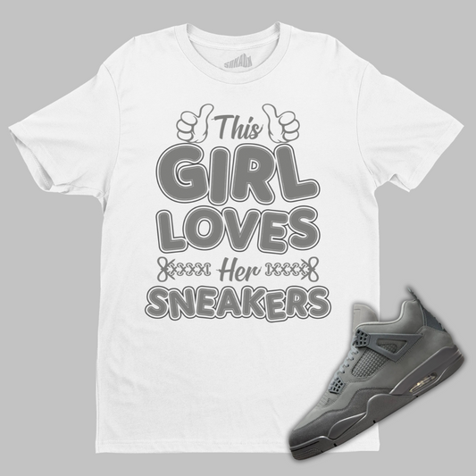 This Girl Loves Her Sneakers T-Shirt Matching Air Jordan 4 Wet Cement