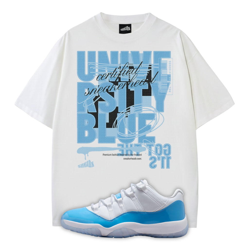 University Blue Oversized T-Shirt Matching Jordan 11 Low University Blue