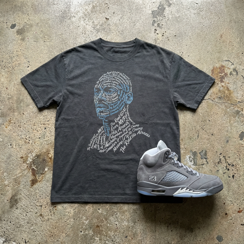 Jordan Stats Vintage Washed Oversized Cotton T-Shirt Matching Jordan 5 Wolf Grey