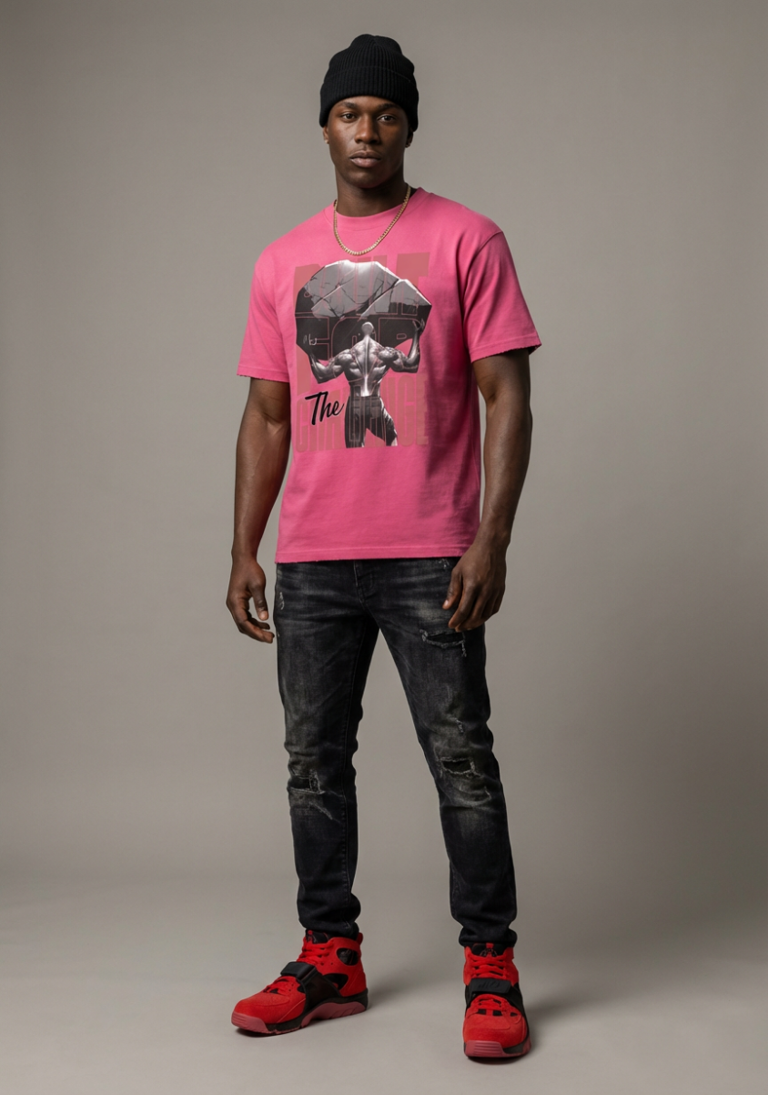 Built For The Challenge Sun Fade T-Shirt Matching Air Trainer Huarache Challenge Red