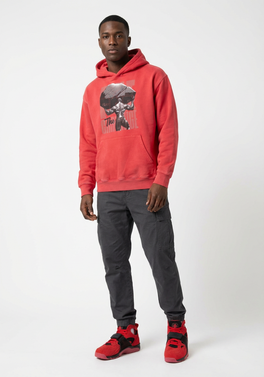 Built For The Challenge Snow Wash Oversize Hoodie Matching Air Trainer Huarache Challenge Red