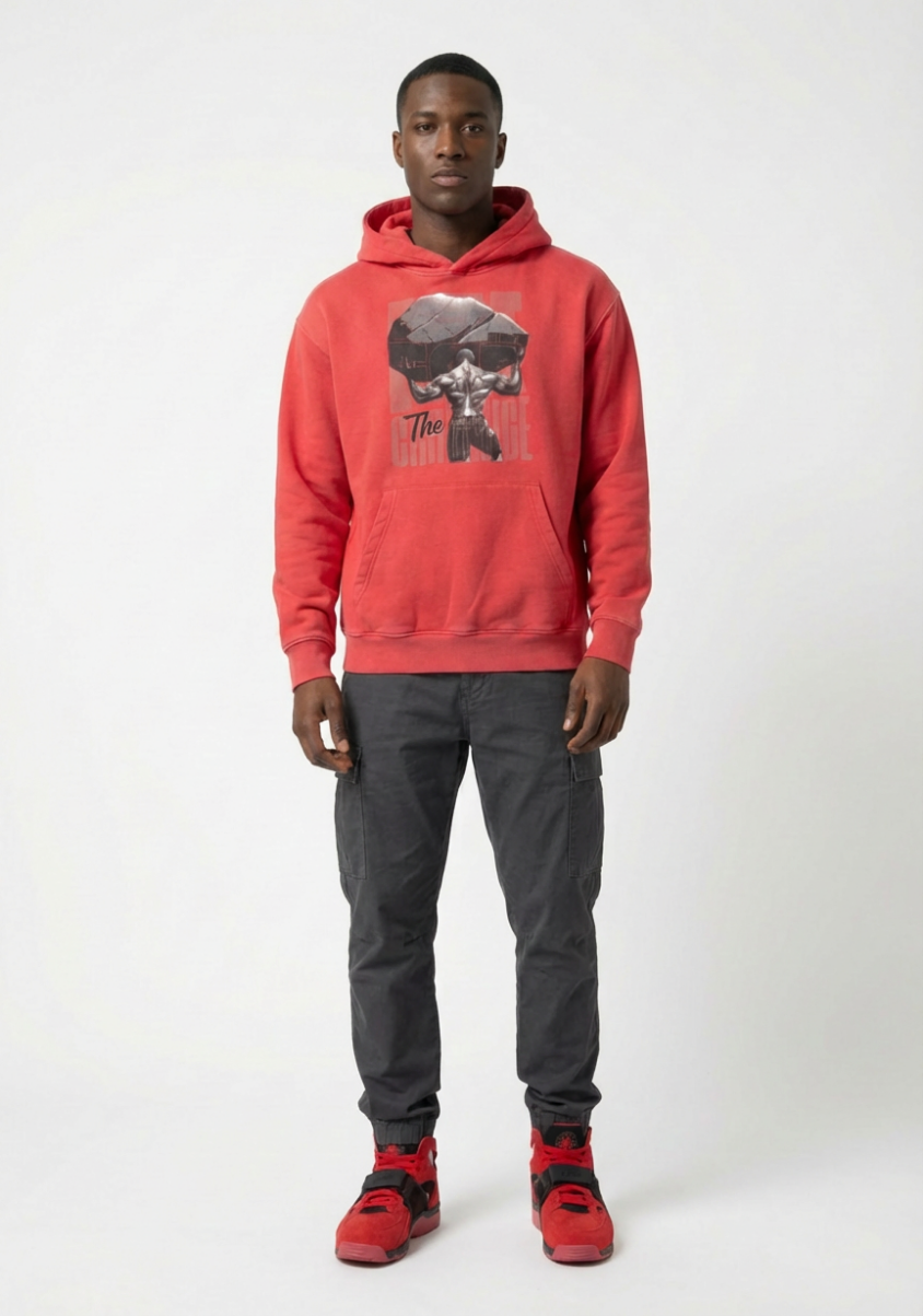 Built For The Challenge Snow Wash Oversize Hoodie Matching Air Trainer Huarache Challenge Red