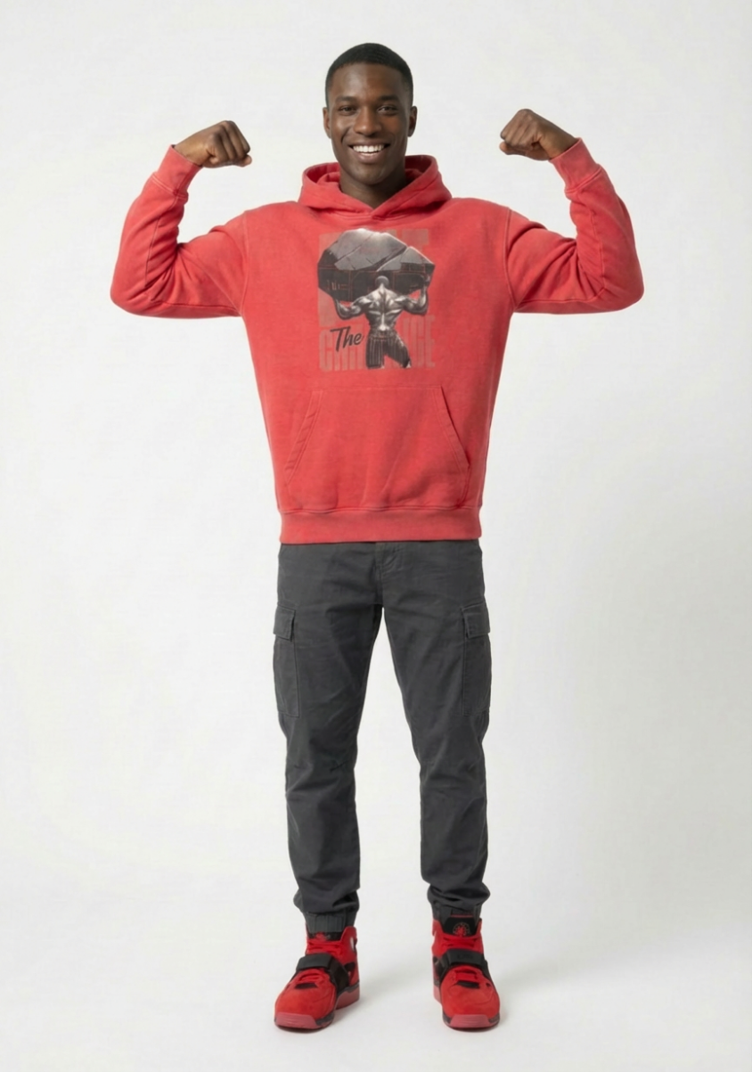 Built For The Challenge Snow Wash Oversize Hoodie Matching Air Trainer Huarache Challenge Red