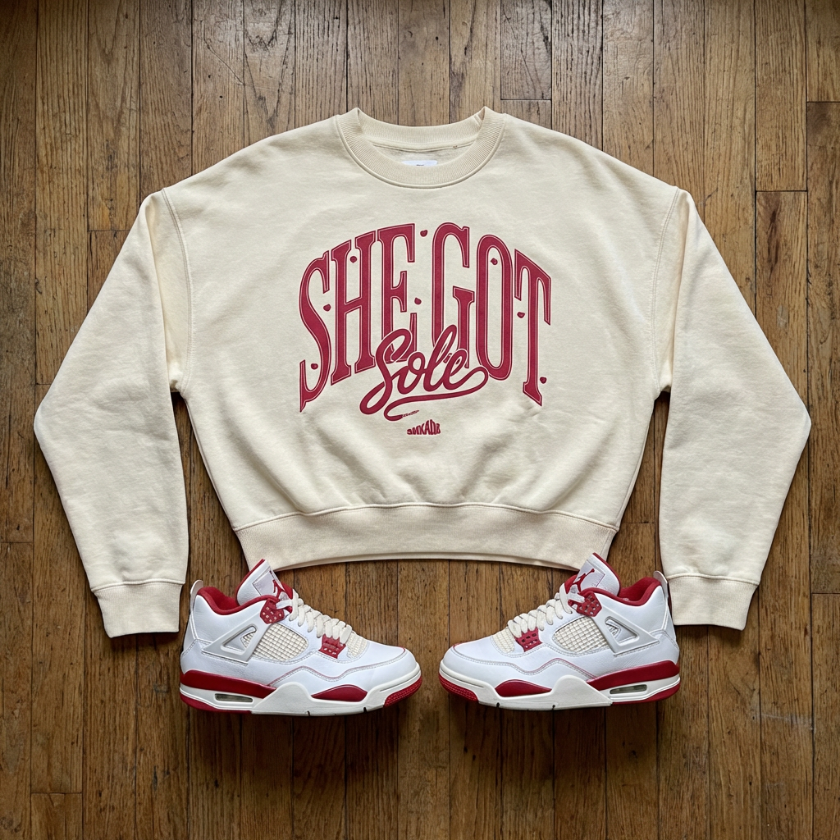She Got Sole Vintage Washed Cropped Sweatshirt Matching Air Jordan 4 Valentine’s Day