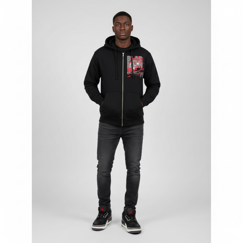 Black Denim 3 Premium Drop-Shoulder Zip Up Hoodie Air Jordan 3 Black Denim