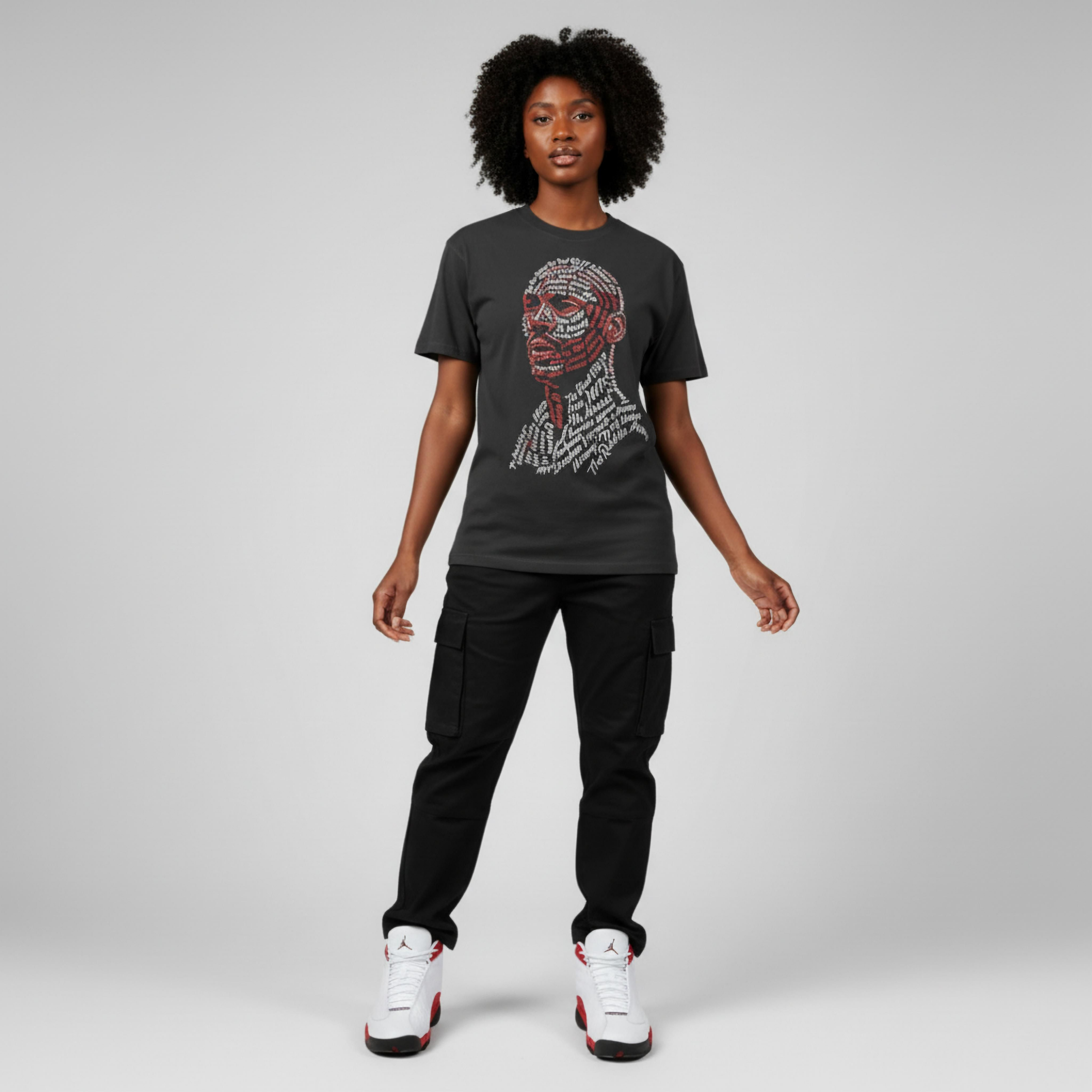 Jordan Stats Vintage Washed Oversized Cotton T-Shirt Matching Jordan 13 Chicago