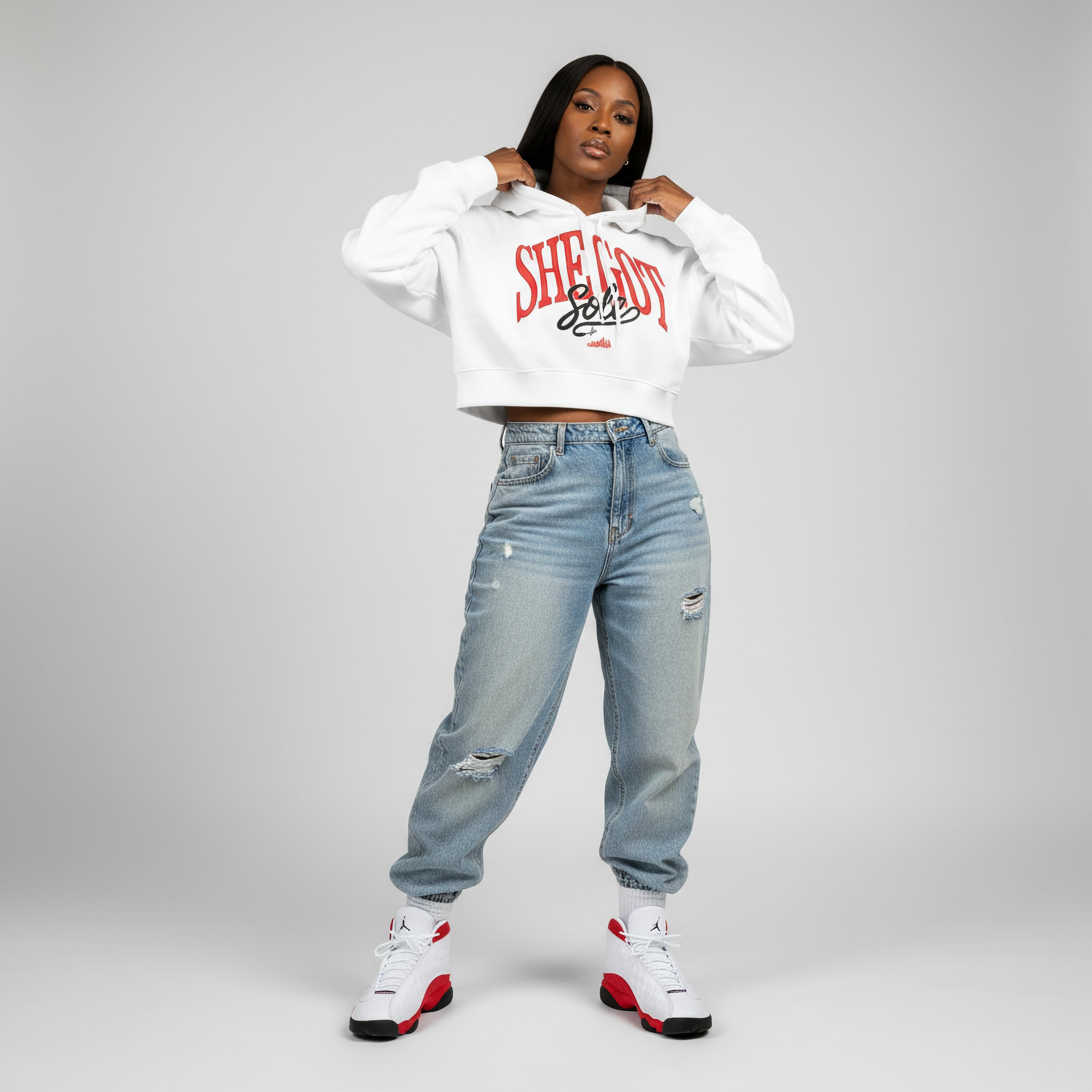 She Got Sole Premium Cropped Hoodie Matching Jordan 13 Chicago