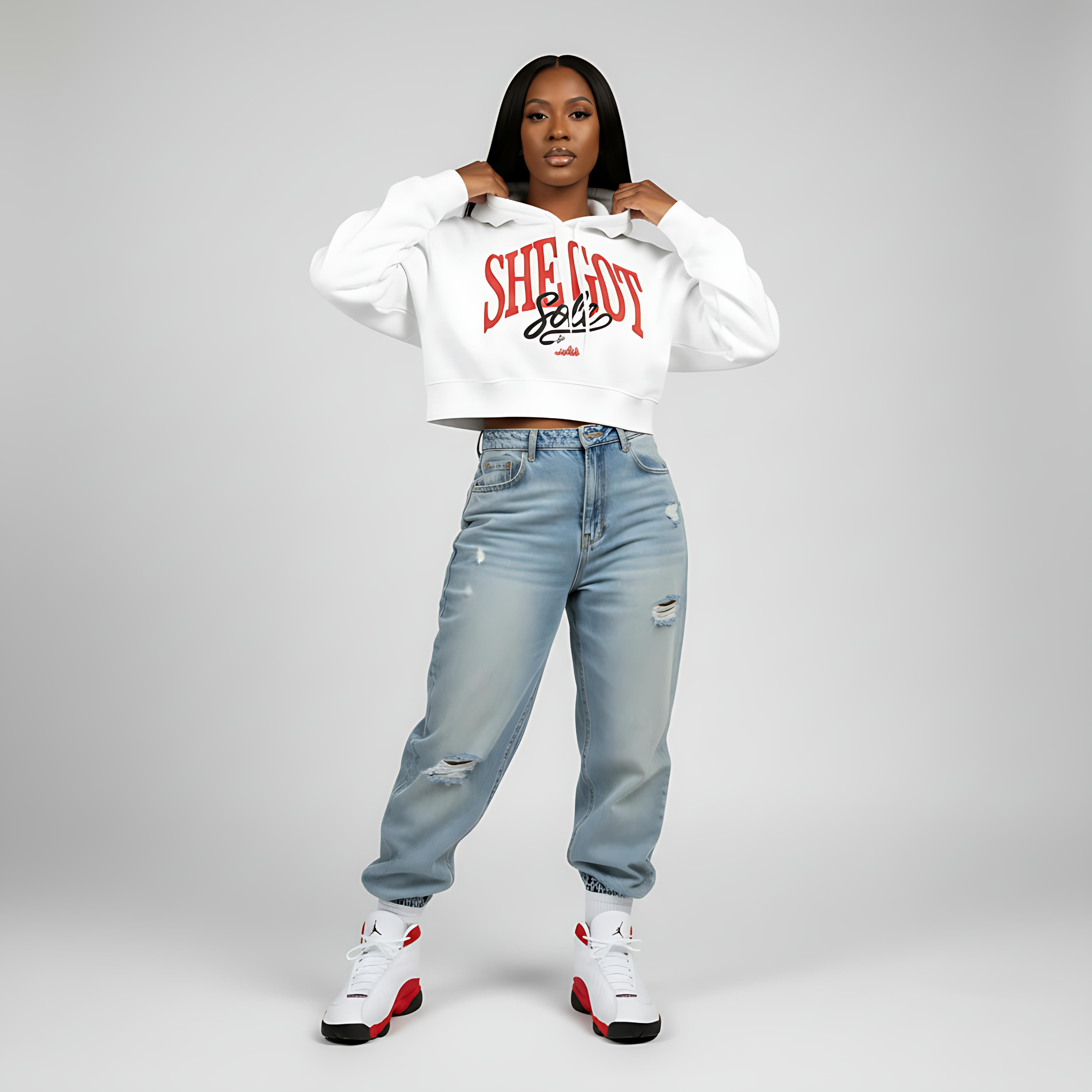 She Got Sole Premium Cropped Hoodie Matching Jordan 13 Chicago