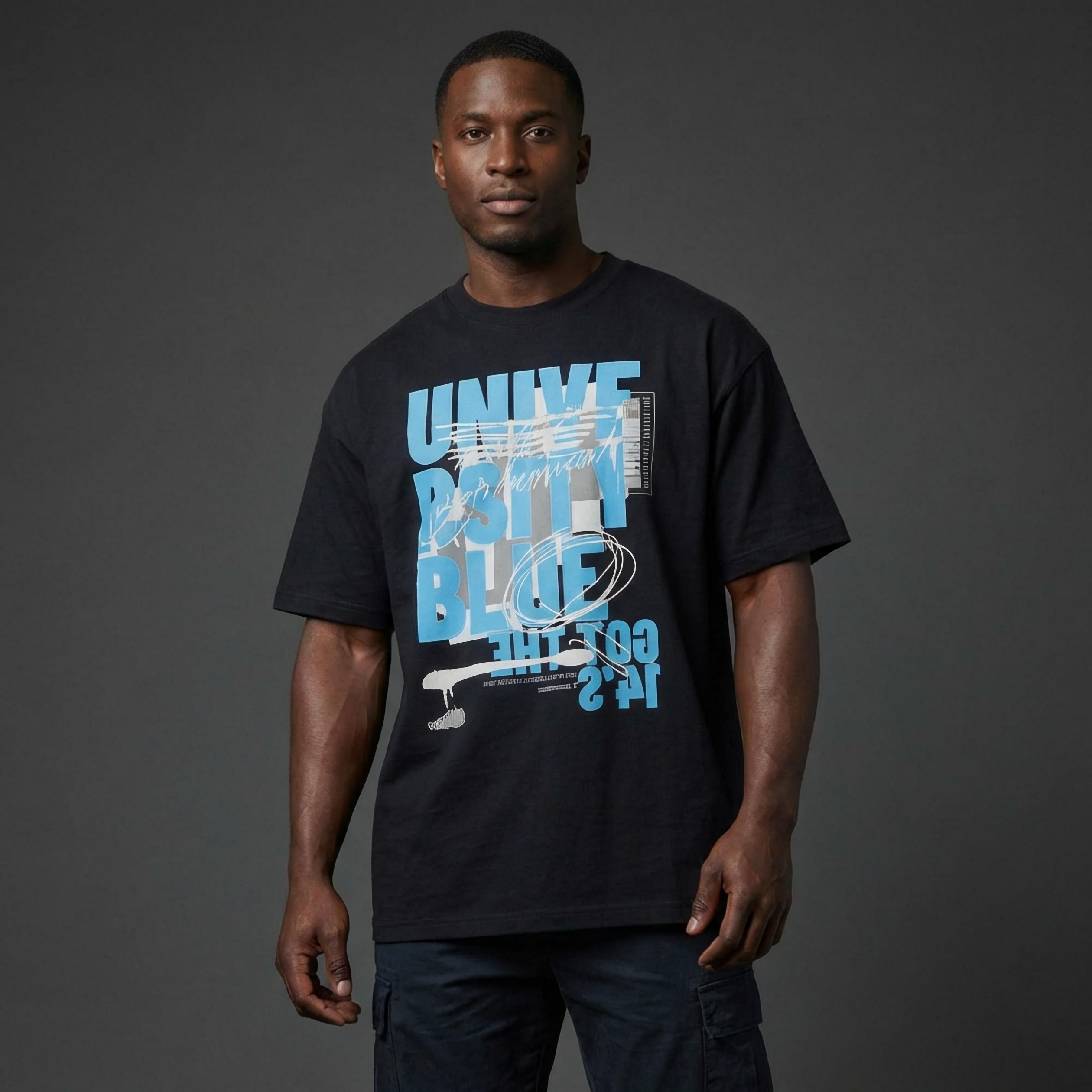 University Blue 14 Oversized Premium T-Shirt Matching Jordan 14 University Blue