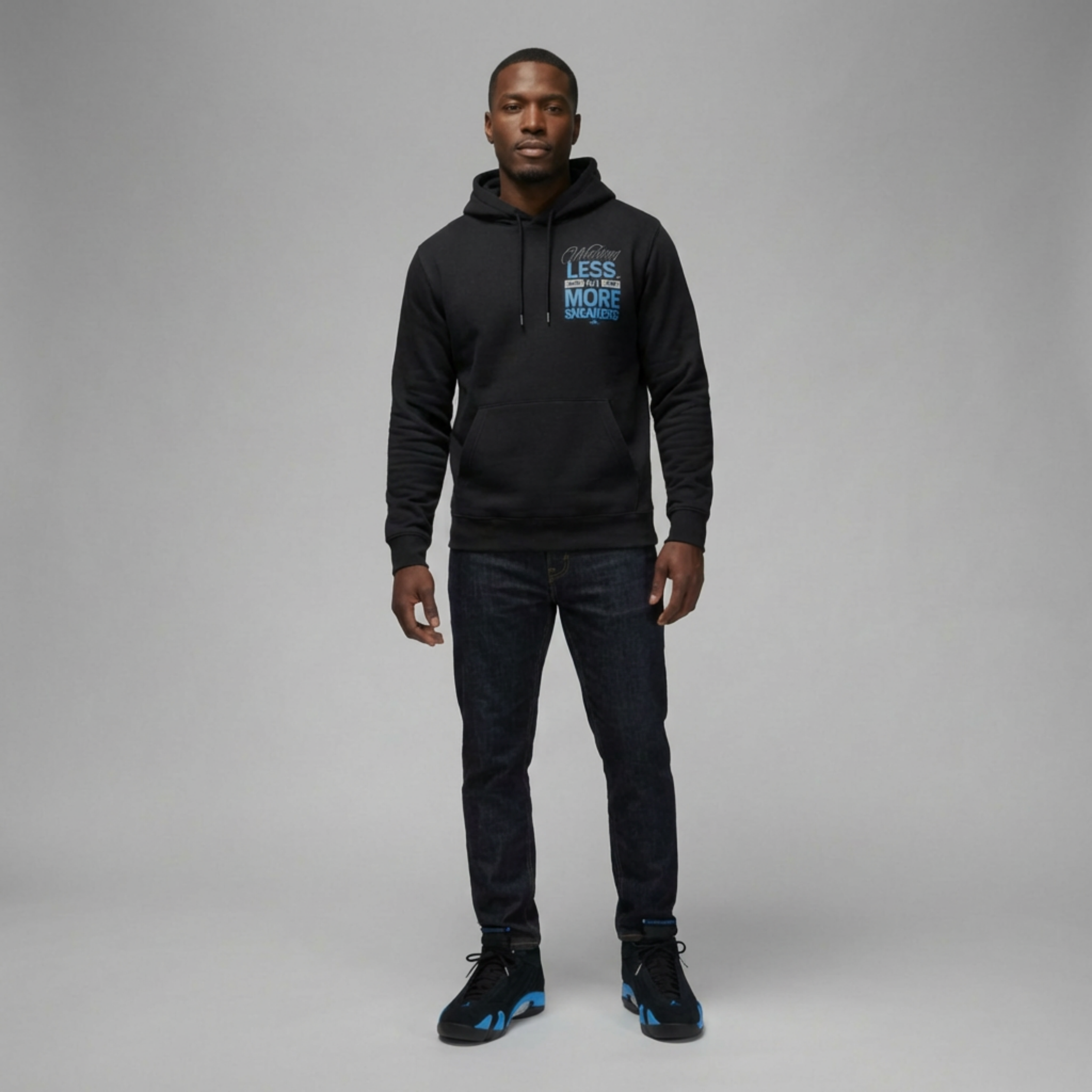 Worry Less Buy More Sneakers Heavyweight Hoodie Matching Jordan 14 University Blue