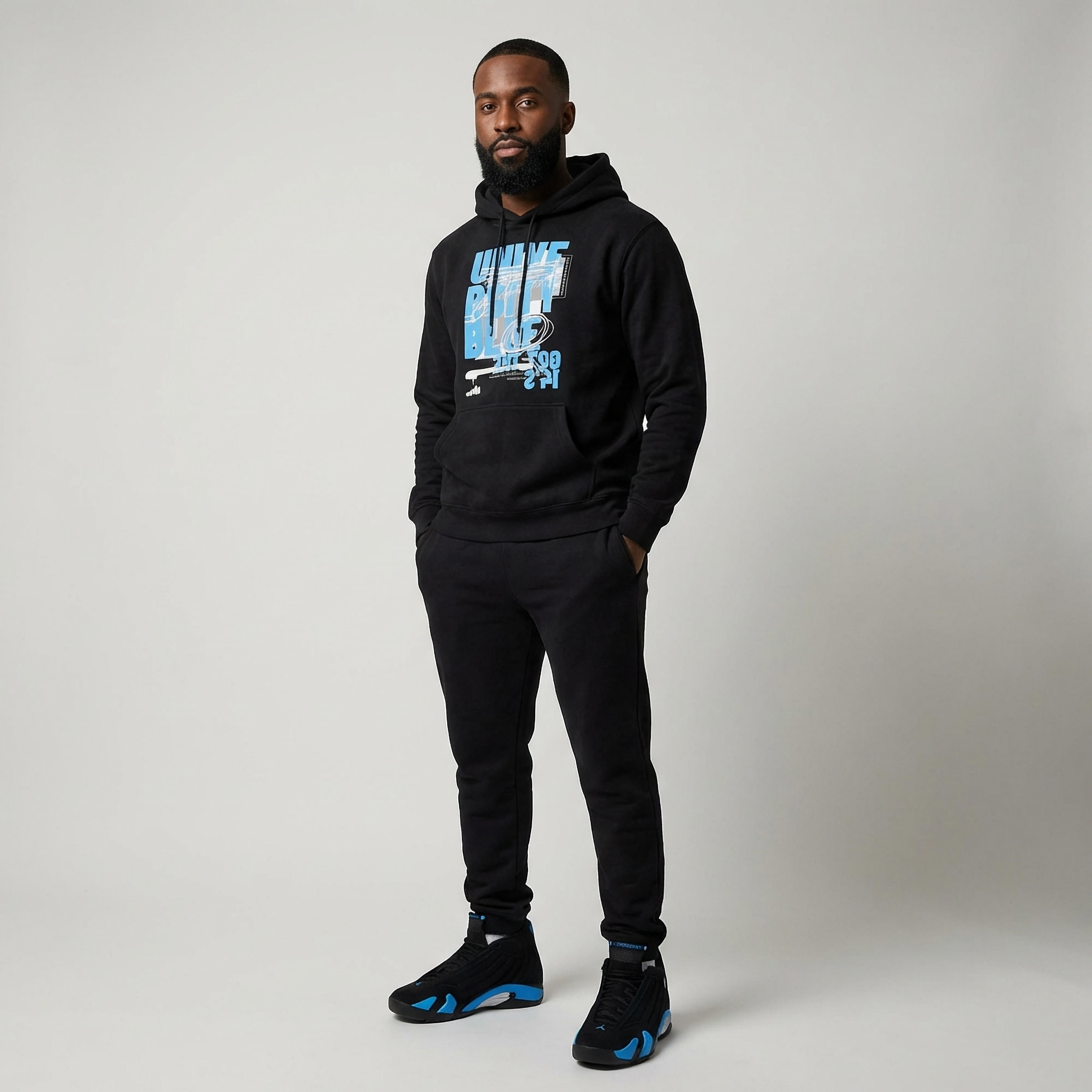 University Blue Sneakers Heavyweight Hoodie Matching Jordan 14 University Blue
