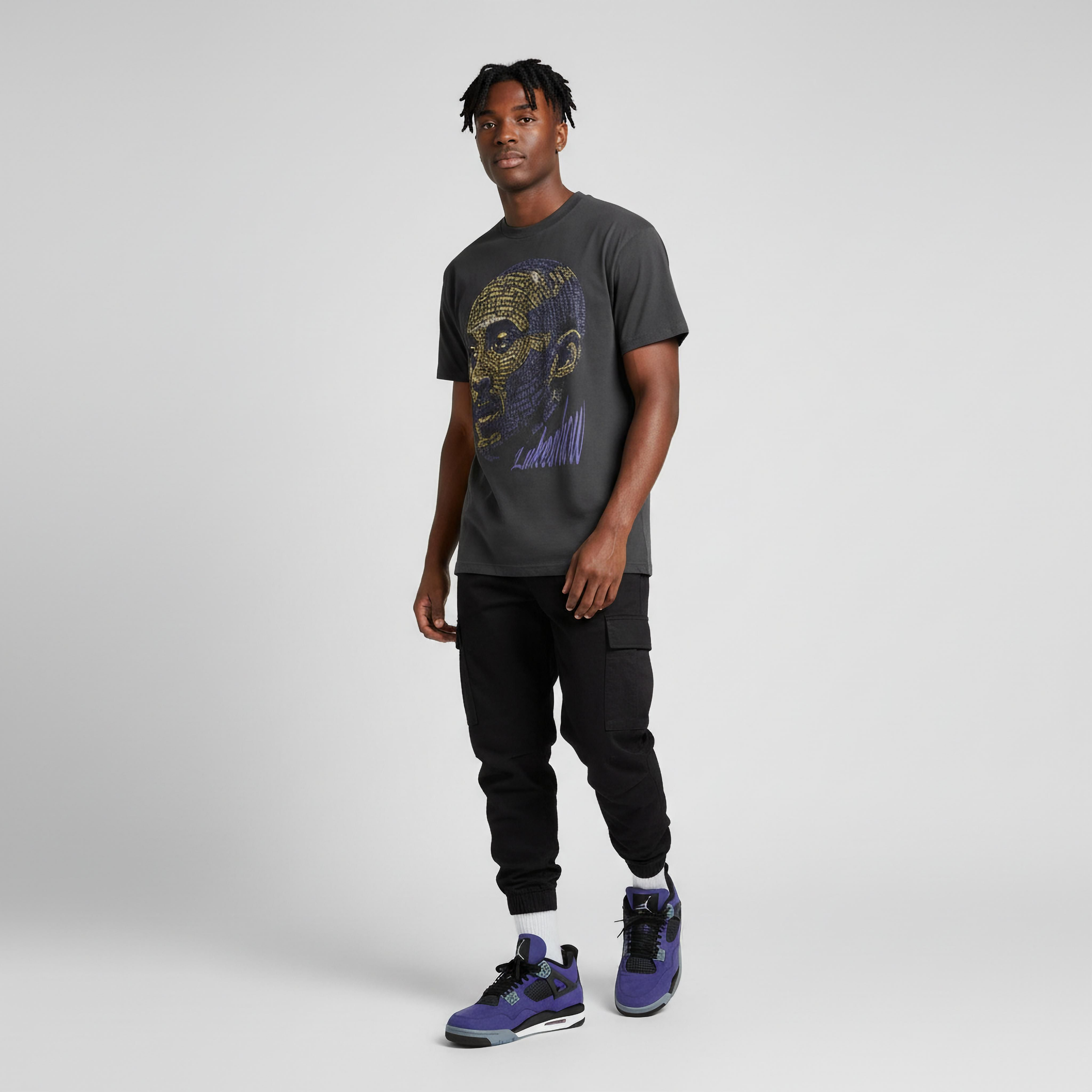 Black Mamba Vintage Washed Oversized Cotton T-Shirt Matching Jordan 4 Lakeshow