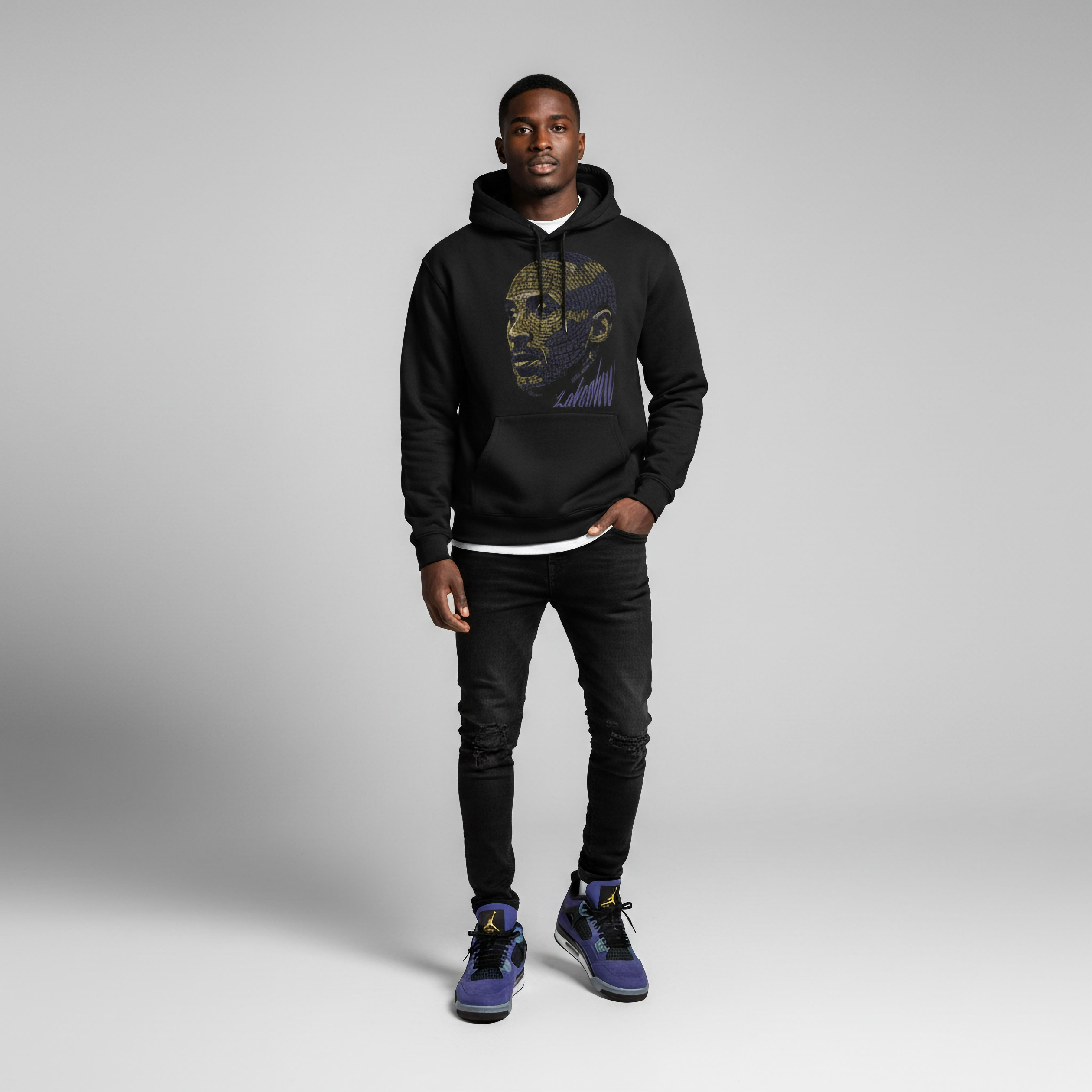 Black Mamba Heavyweight Hoodie Matching Jordan 4 Lakeshow