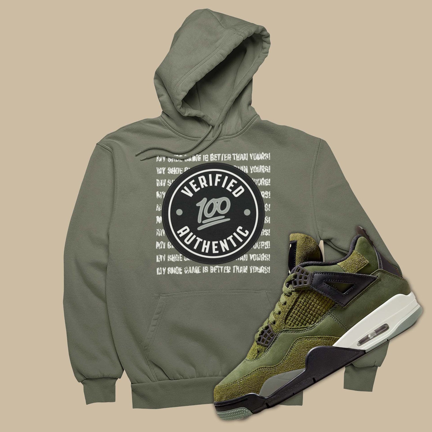 sneaker match hoodie is the perfect sweatshirt to match your Air Jordan 4 Craft Medium Olive