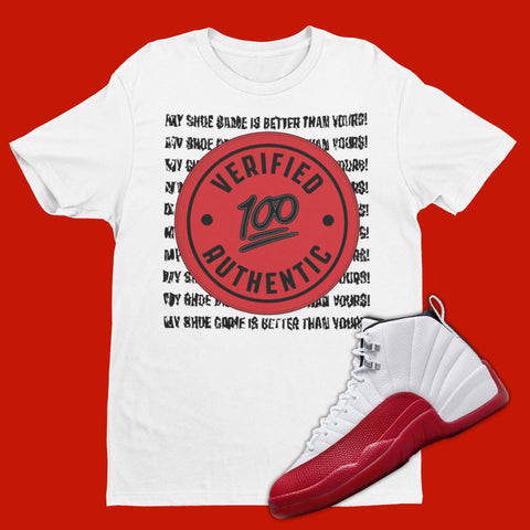 Verified Authentic Air Jordan 12 Cherry Matching T-Shirt from SNKADX