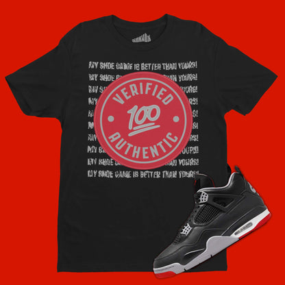 Verified Authentic T-Shirt Matching Air Jordan 4 Bred Reimagined