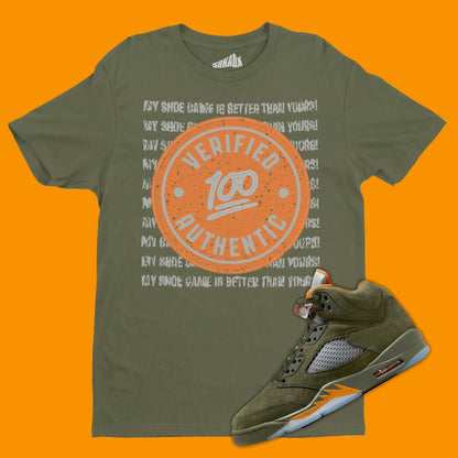 Verified Authentic T-Shirt Matching Air Jordan 5 Olive