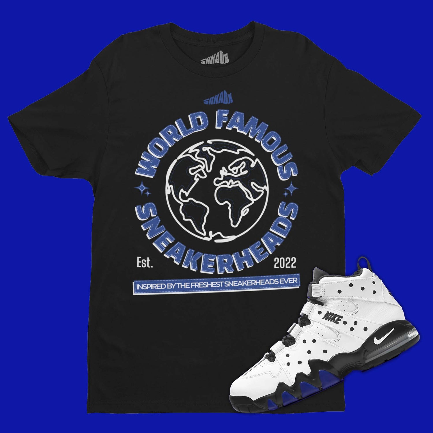 World Famous Sneakerheads Black T-Shirt Matching Air Max2 CB 94 Old Royal