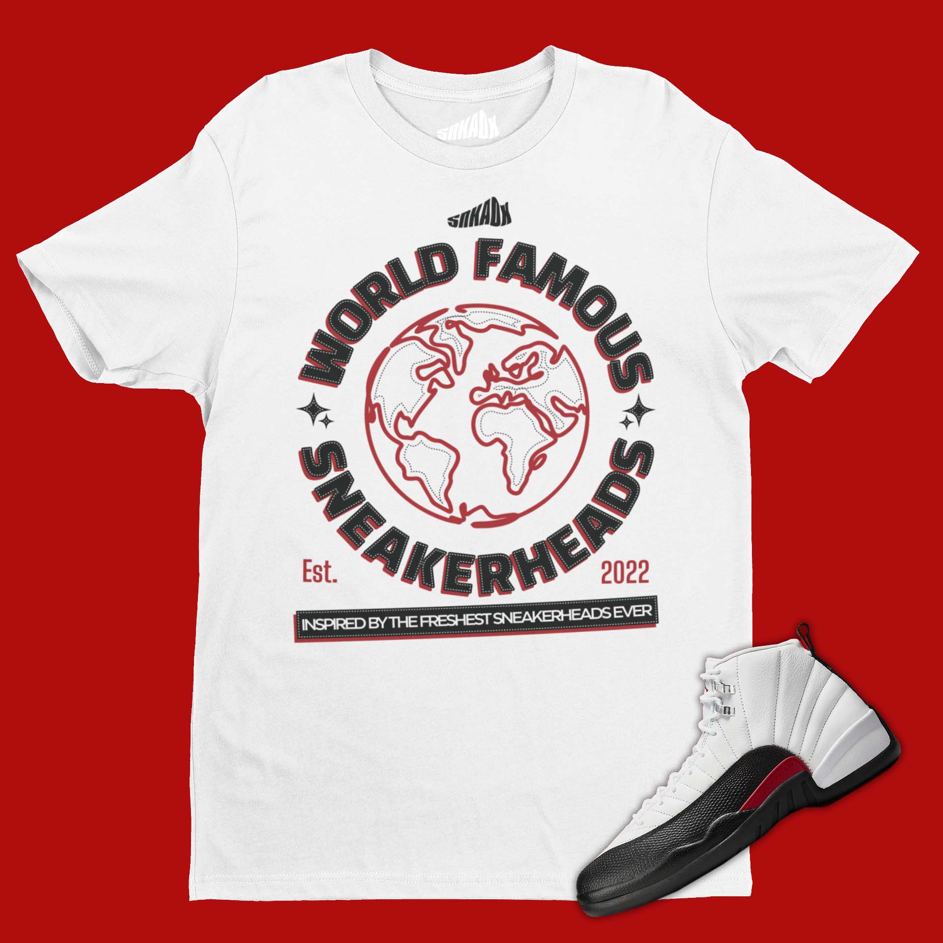 World Famous Sneakerheads T-Shirt Matching Air Jordan 12 Red Taxi