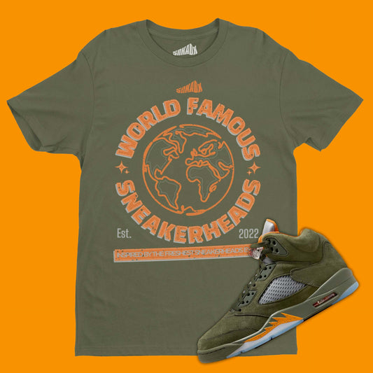 World Famous Sneakerheads T-Shirt Matching Air Jordan 5 Olive