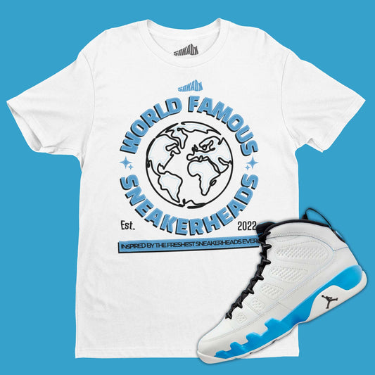 World Famous Sneakerheads T-Shirt Matching Air Jordan 9 Powder Blue