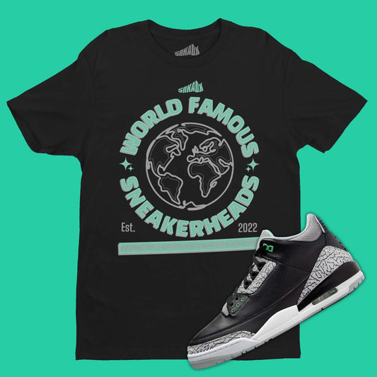 World Famous Sneakerheads T-Shirt Matching Air Jordan 3 Green Glow