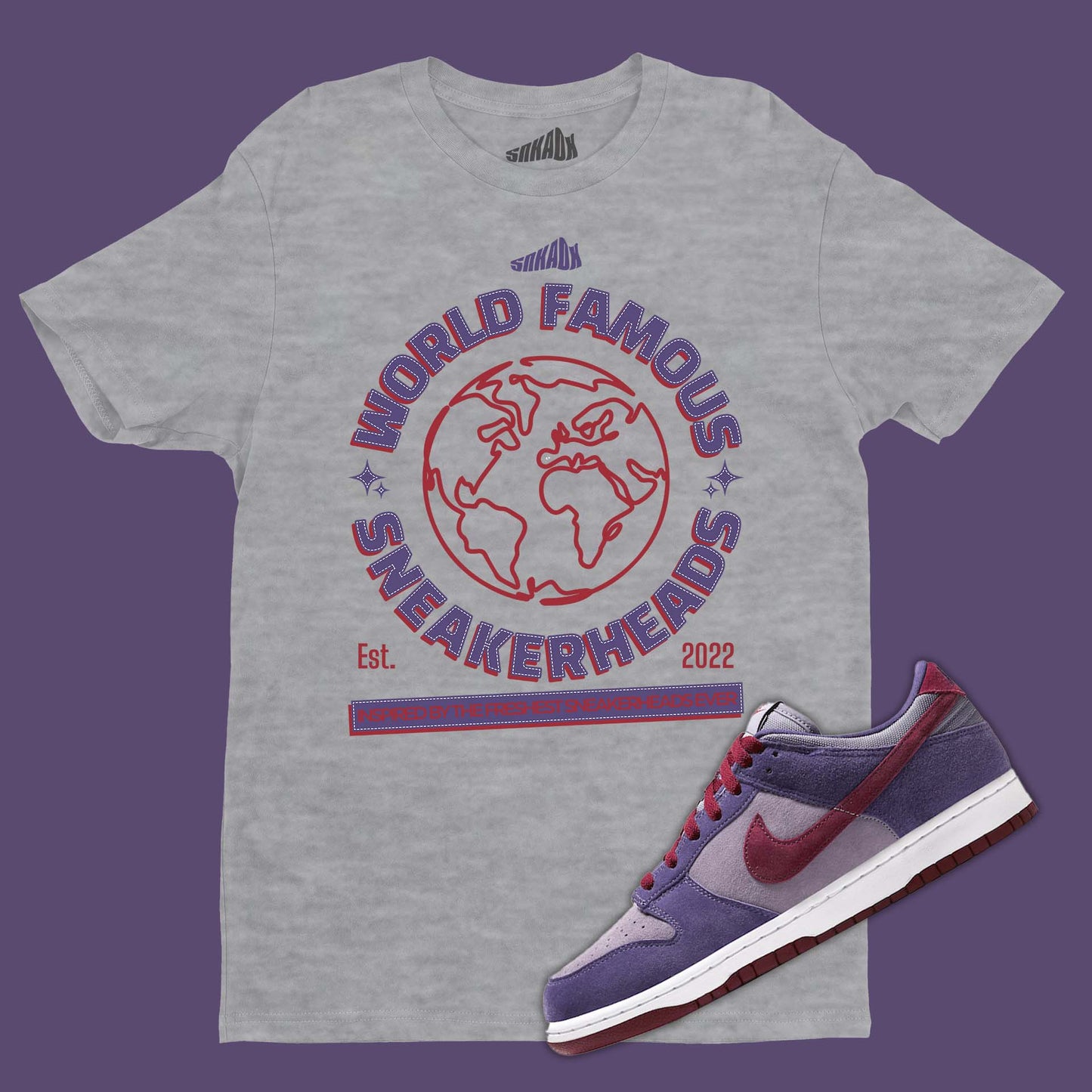 World Famous Sneakerheads T-Shirt Matching Dunk Low Plum