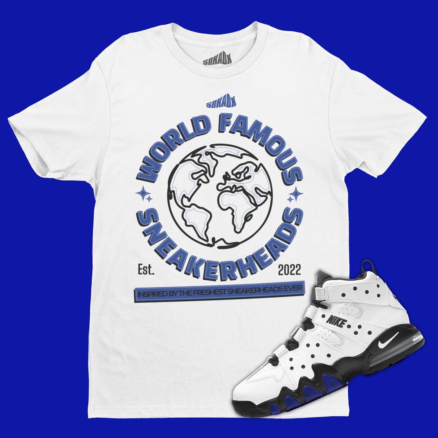 World Famous Sneakerheads White T-Shirt Matching Air Max2 CB 94 Old Royal