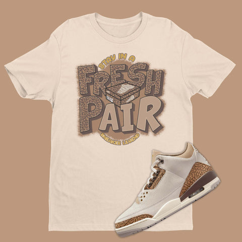 Fresh Pair Air Jordan 3 Palomino Matching T-Shirt from SNKADX
