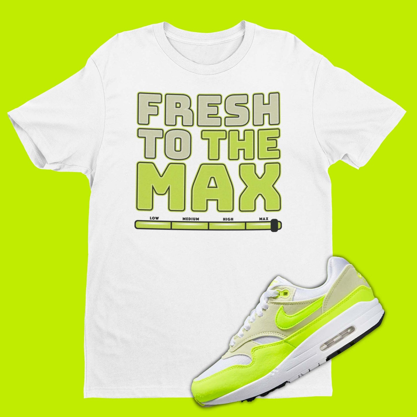 Fresh To The Max Nike Air Max 1 Volt Suede Matching T-Shirt from SNKADX.