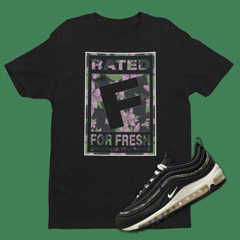 Stay stylish with the Rated F For Fresh Nike Air Max 97 Black Floral Matching T-Shirt from SNKADX