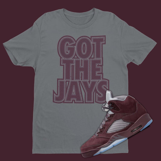 Got The Jays Air Jordan 5 Burgundy Matching T-Shirt from SNKADX