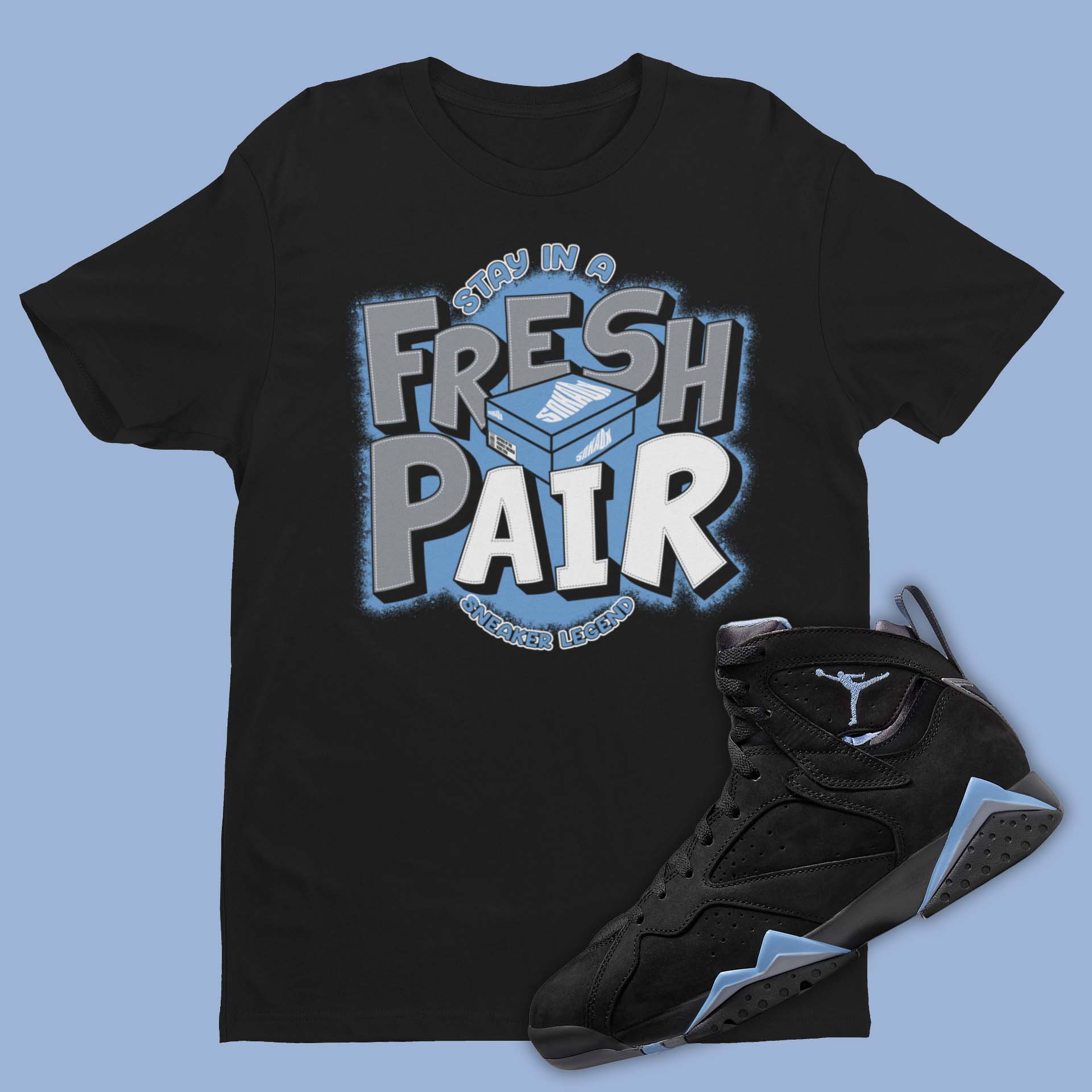 Fresh Air Shirt Matching Air Jordan 7 Chambray - Black / S - T-Shirt