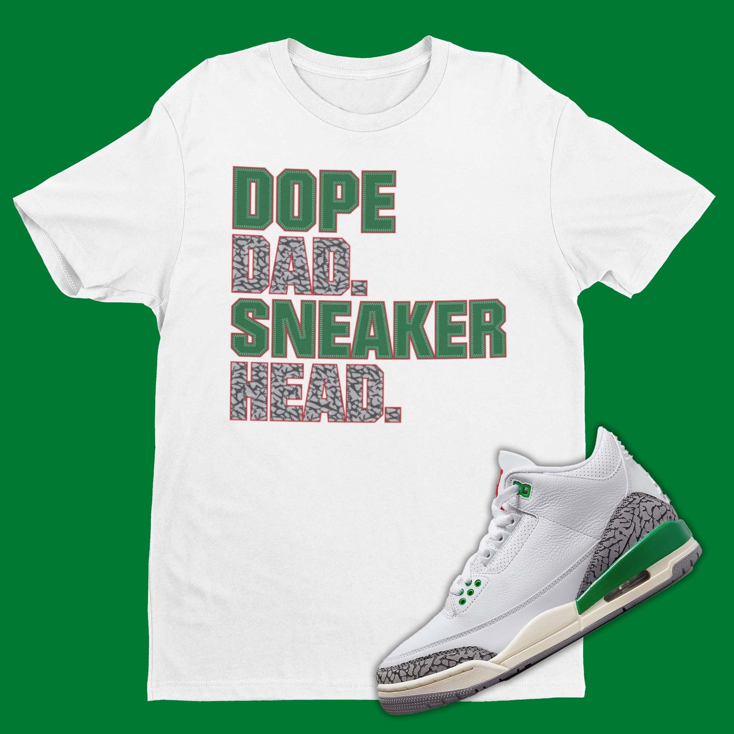 air jordan 3 lucky green t-shirt for father's day