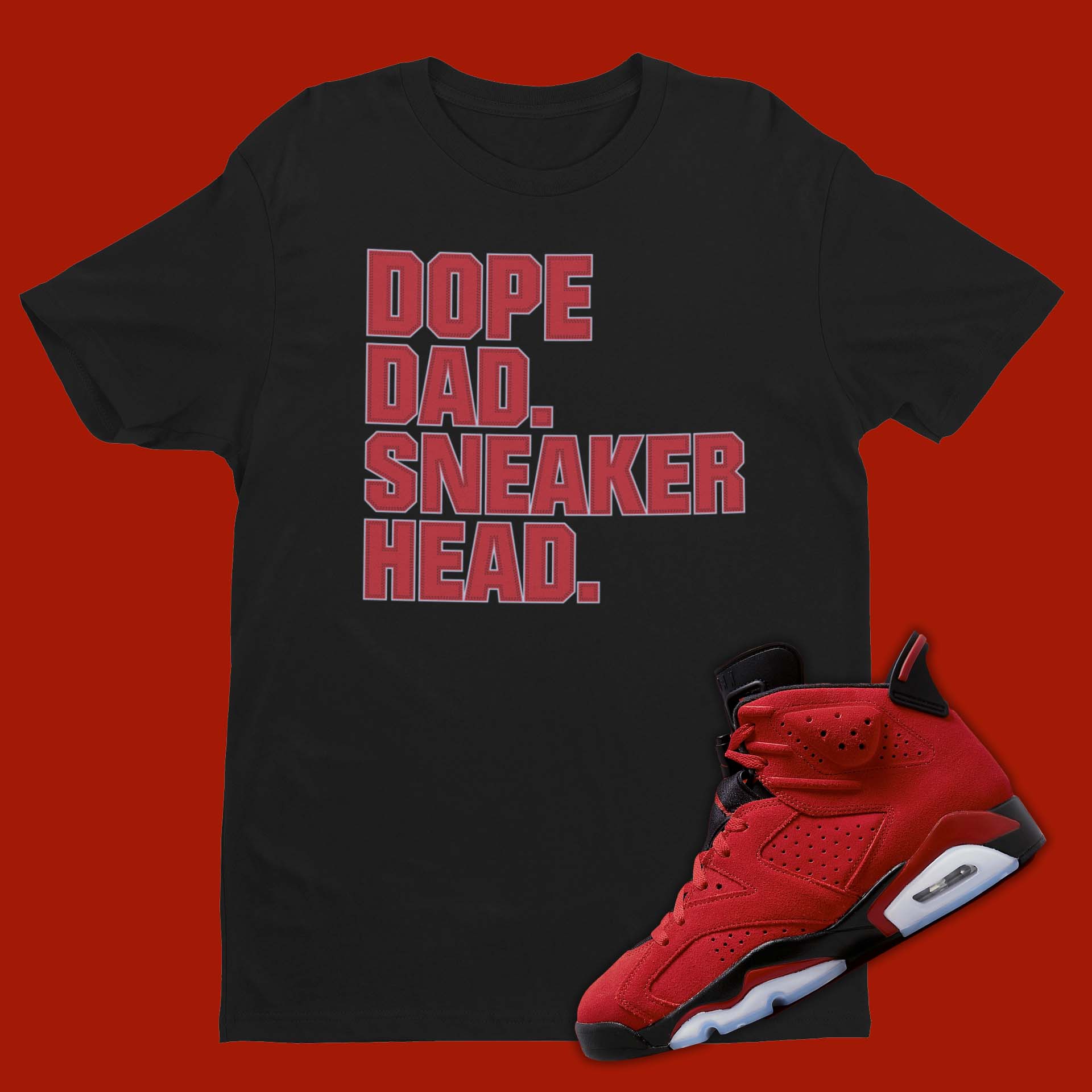 dad sneakerhead shirt in black designed to match air jordan 6 toro bravo