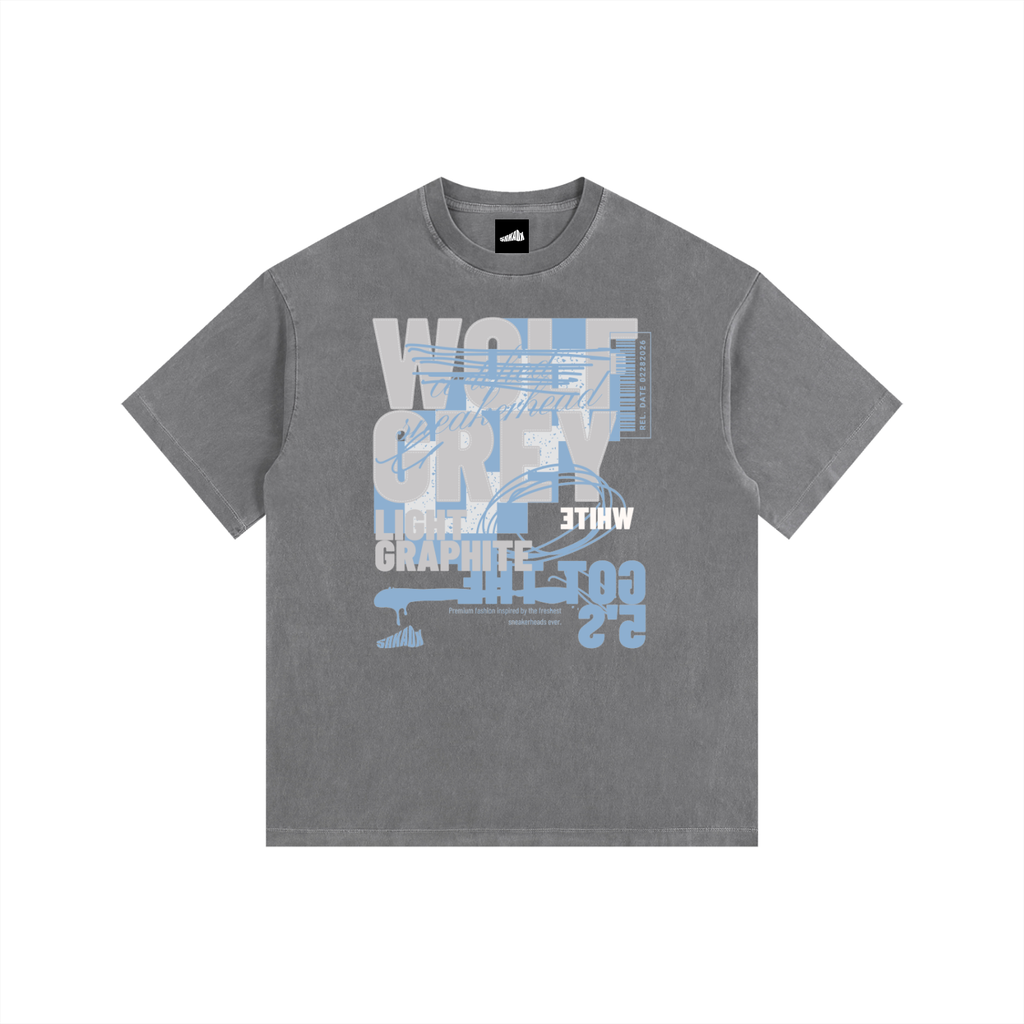 Wolf Grey 5 Vintage Washed Oversized Cotton T-Shirt Matching Jordan 5 Wolf Grey