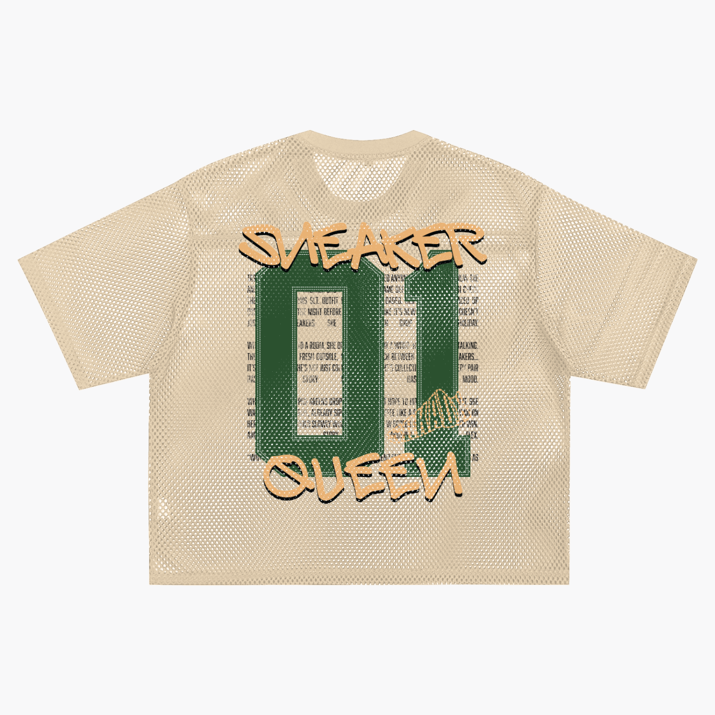 Sneaker Queen #1 See-through Boxy Net T-Shirt  Matching Air Jordan 1 High OG Fir Pro Green