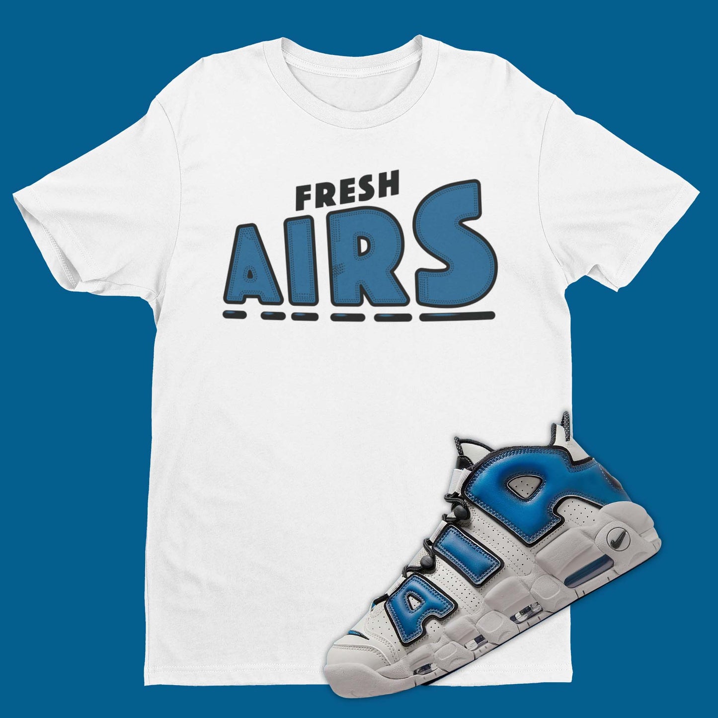Fresh Airs Nike Air More Uptempo Industrial Blue Matching T-Shirt from SNKADX