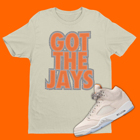 Got The Jays Air Jordan 5 SE Craft Ligaht Orewood Brown Matching T-Shirt in tan and orange