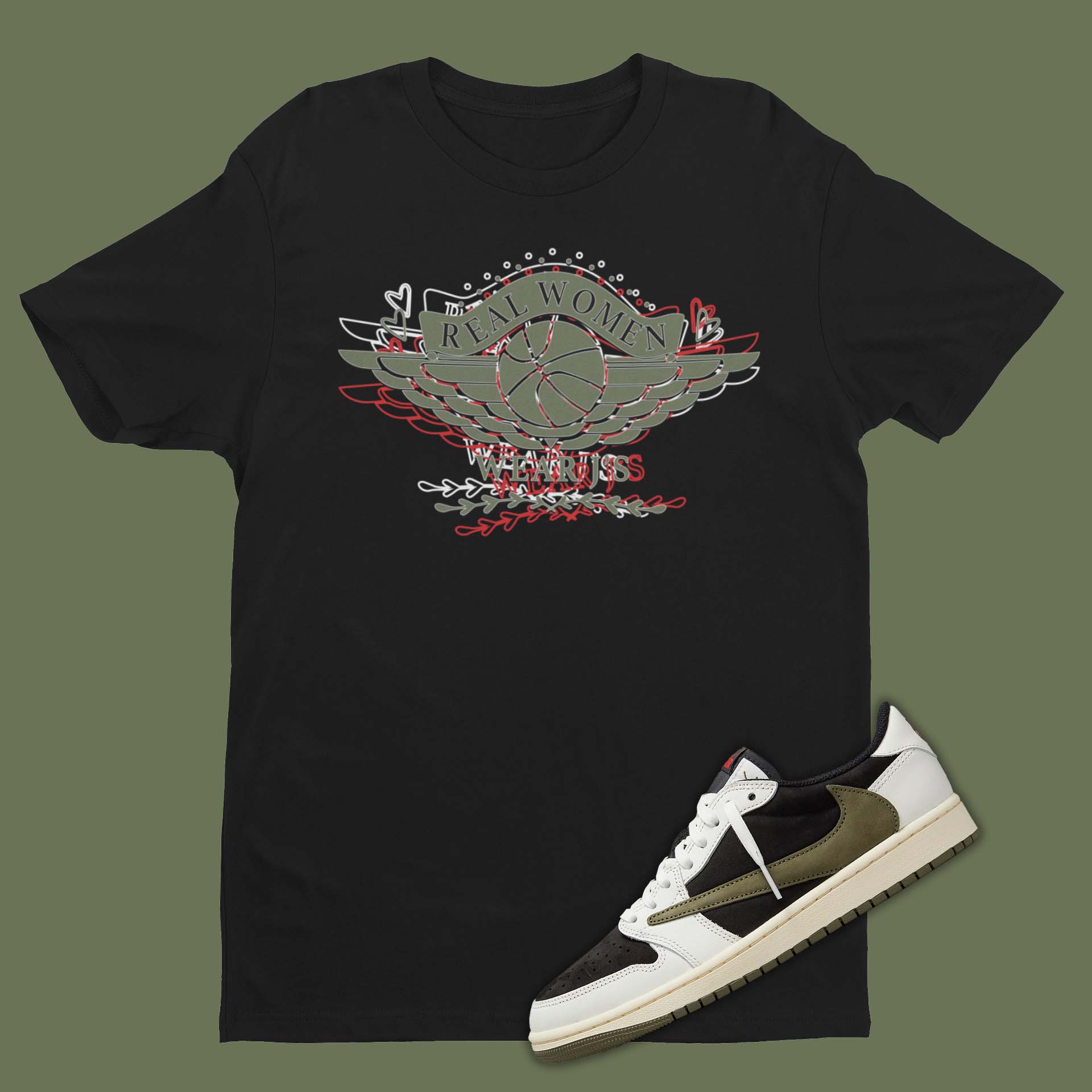 e perfect shirt to match your Travis Scott Air Jordan 1 Olive matching shirt