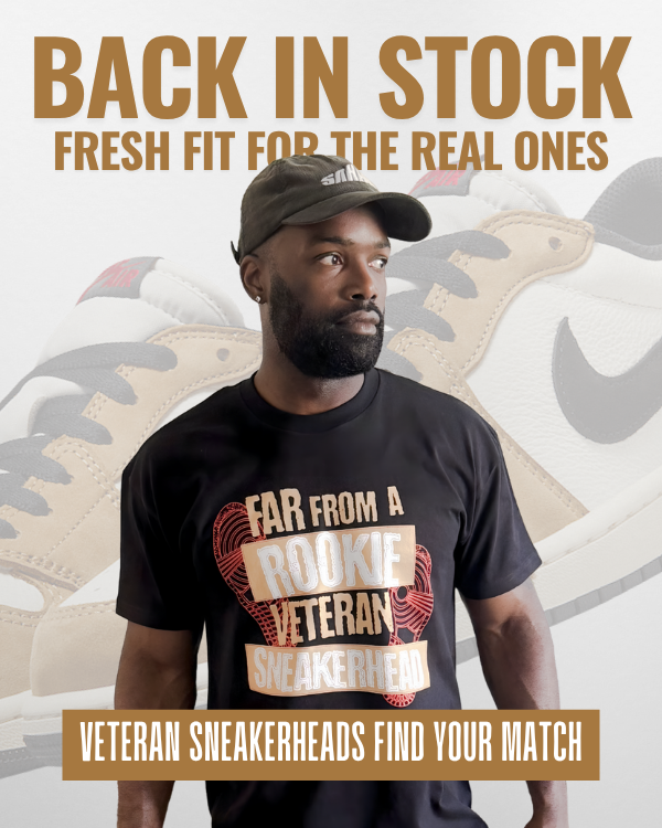 man wearing t-shirt designed to match jordan 1 rookie of the years roty