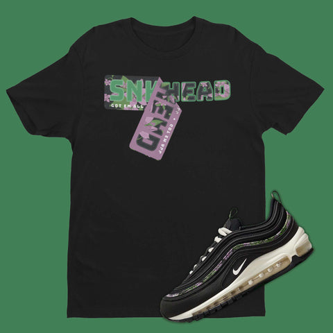 Sneaker Sticker Nike Air Max 97 Black Floral Matching T-Shirt from SNKADX