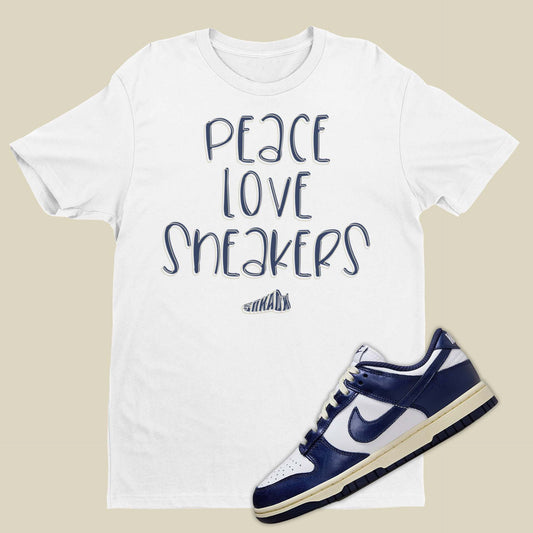 Peace Love Sneakers Nike Dunk Low Vintage Navy Matching T-Shirt from SNKADX
