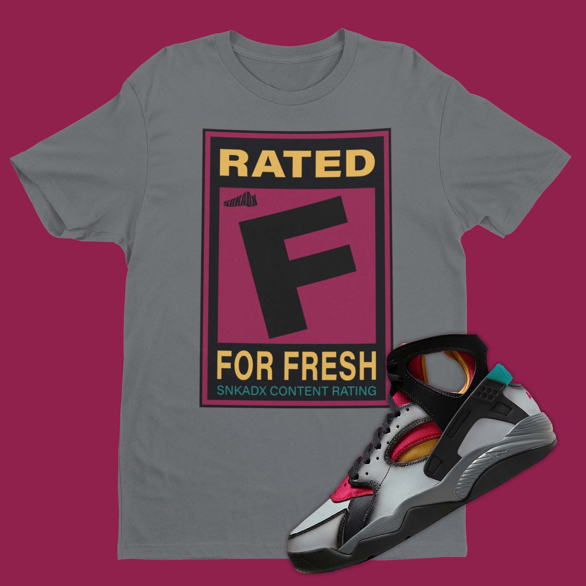 Rated F For Fresh Shirt Matching Air Flight Huarache Bordeaux - Charcoal / S - T-Shirt
