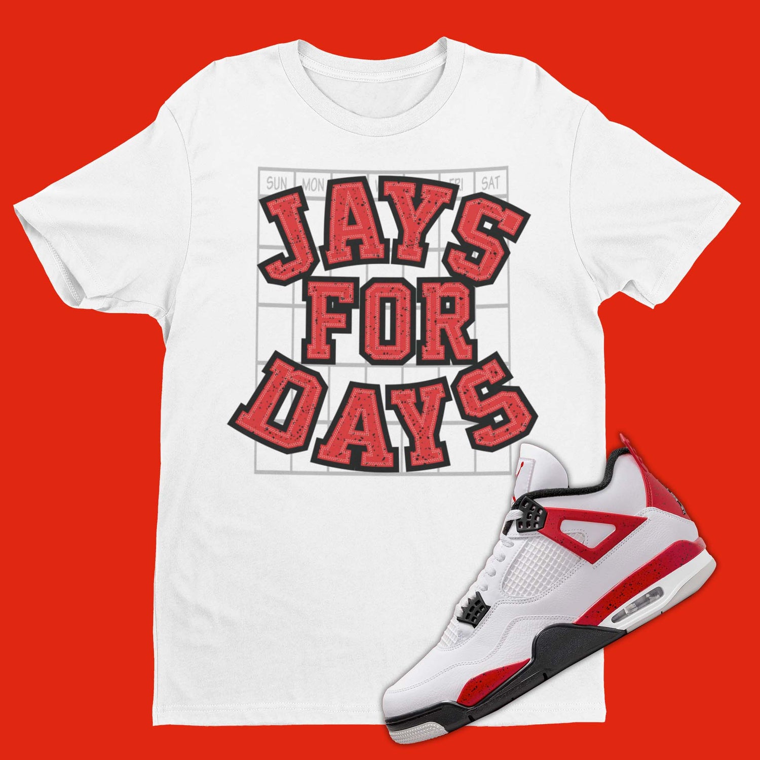 Jays For Days Air Jordan 4 Red Cement Matching T-Shirt from SNKADX
