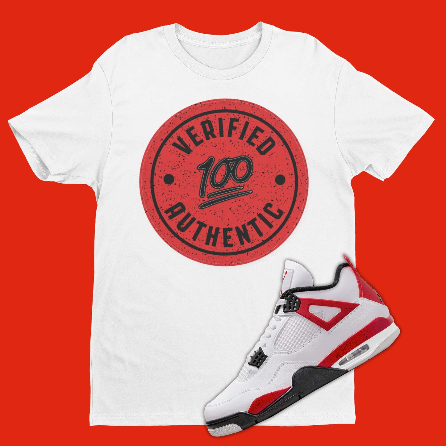 Verified Authentic Air Jordan 4 Red Cement Matching T-Shirt from SNKADX.