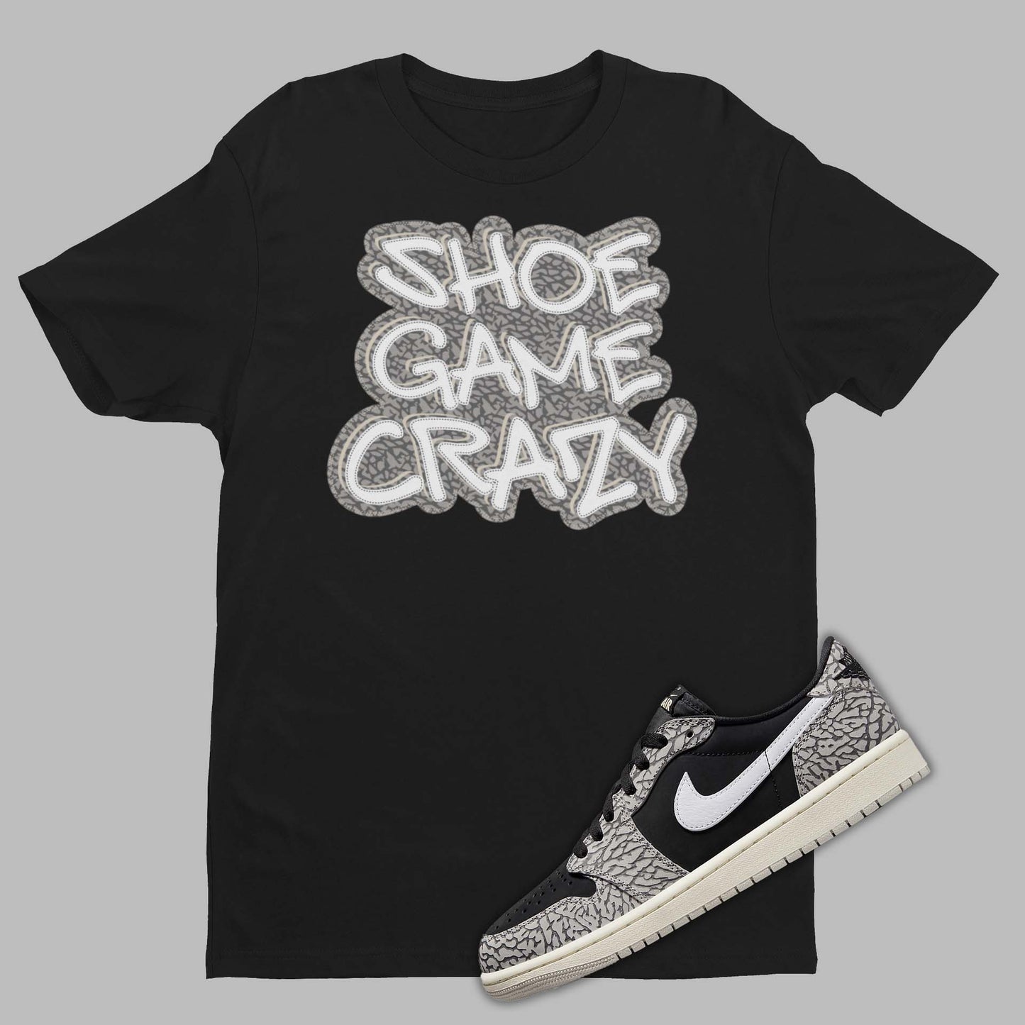 Air Jordan 1 Low Black Cement Matching Shirt And Jordan Outfits | SNKADX