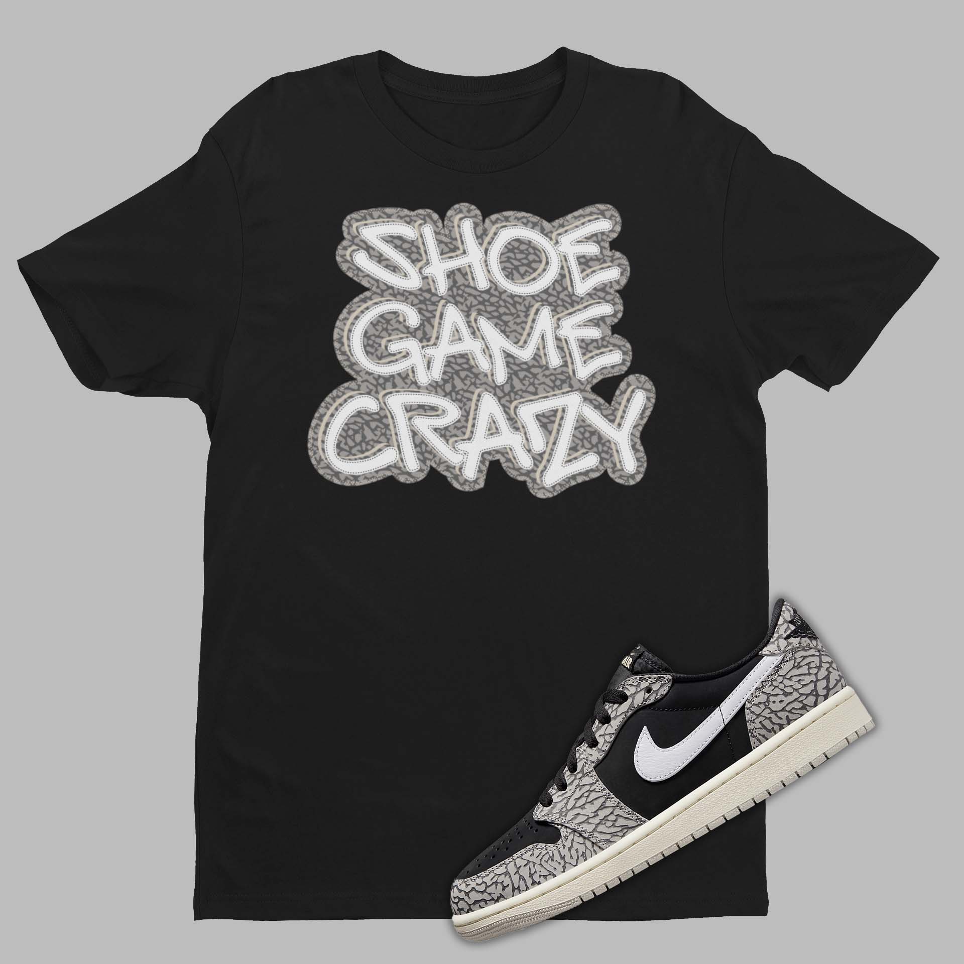 Air Jordan 1 Low Black Cement Matching Shirt And Jordan Outfits | SNKADX