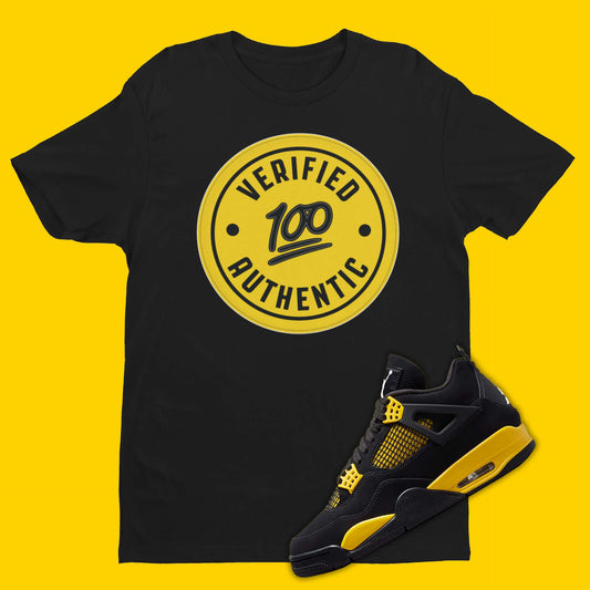 Verified Authentic Air Jordan 4 Thunder Matching Shirt in black for sneakerheads